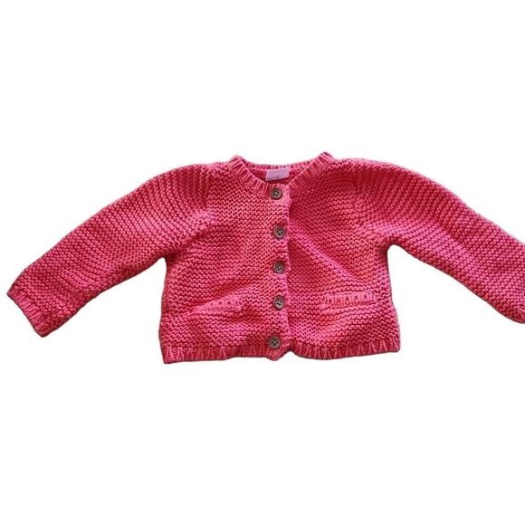 Carter's Girls Coral Chunky Button Up Cardigan - Size 3 Months - Picture 1 of 5